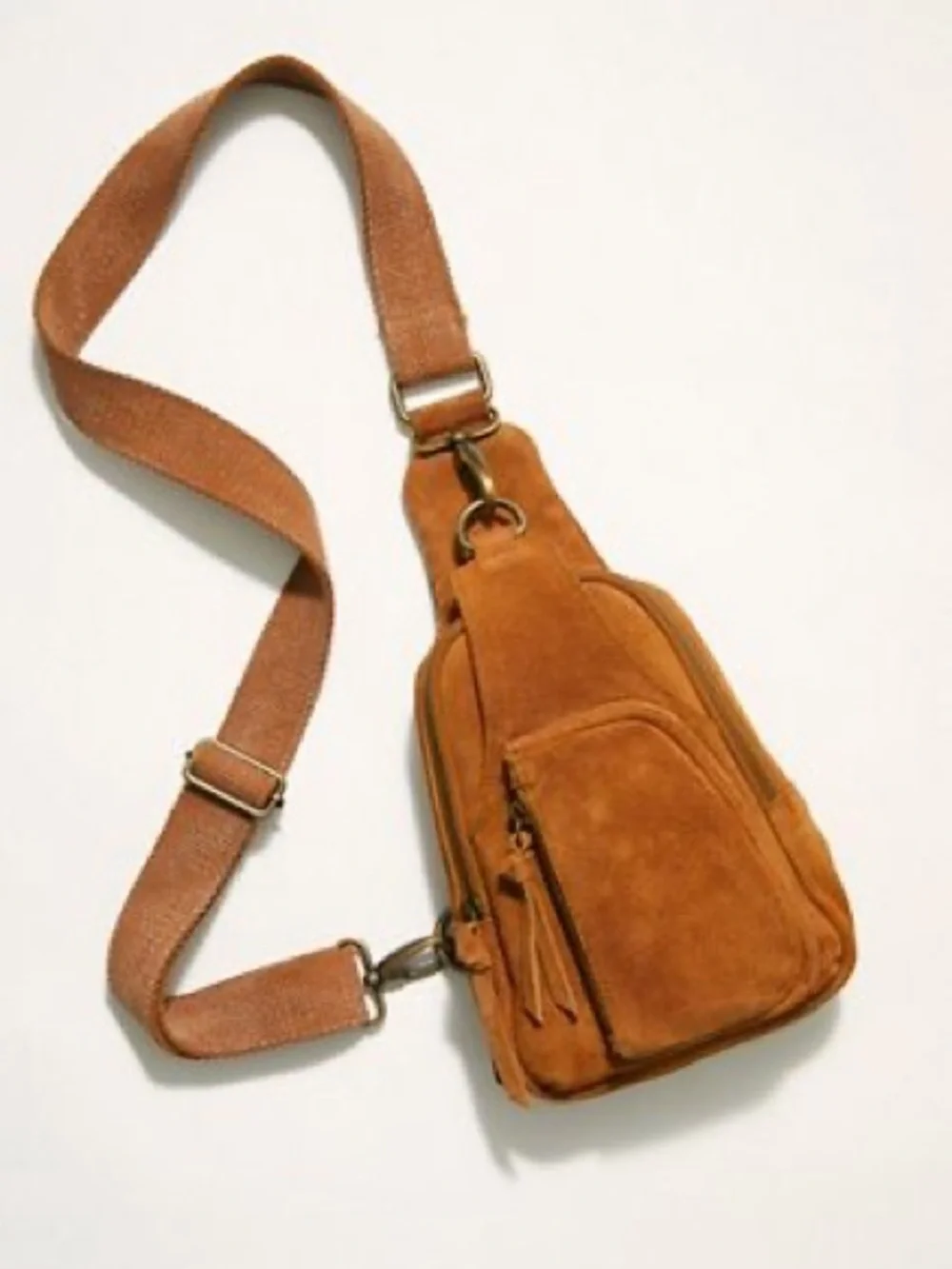 Free People Hudson Suede Sling Bag Burnt Orange Crossbody Boho